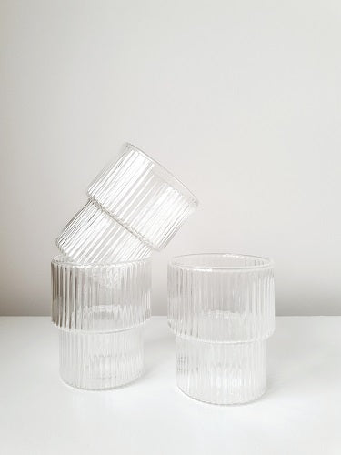 Stackable Ribbed Glass Tumbler (Set of 2)